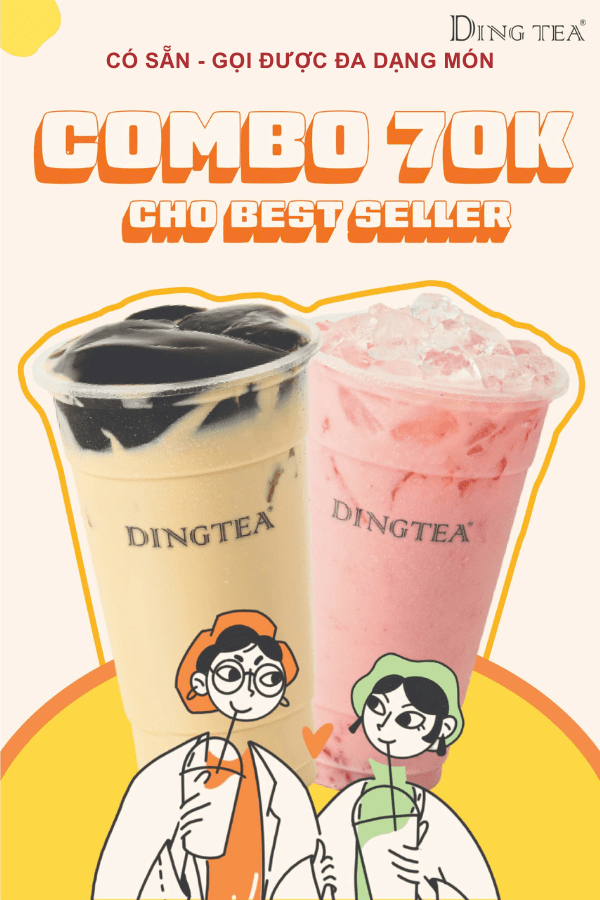 Ding Tea Voucher Combo 70K/ 2 ly Best Seller cỡ M